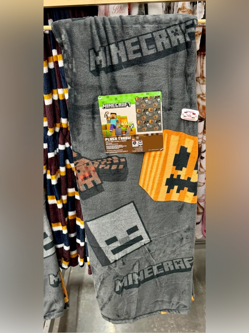 minecraft halloween plush blanket throw